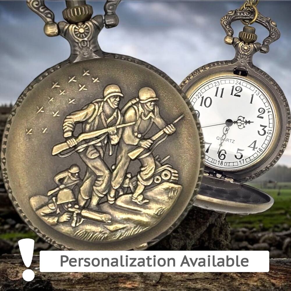 Soldier Hero Pocket Watch - WWII Veteran Army Marines Navy Gift Military Honor